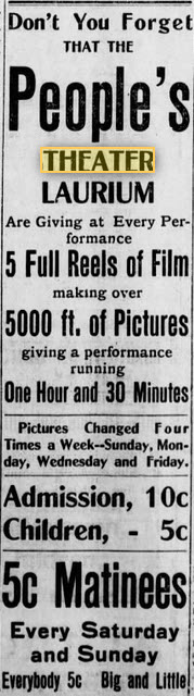 Peoples Theatre - Sept 5 1911 Ad